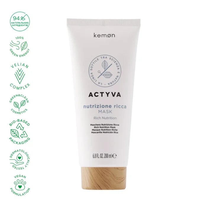 Kemon Actyva Nutrizione Ricca Mask Маска для волосся зволожуюча, 200 мл