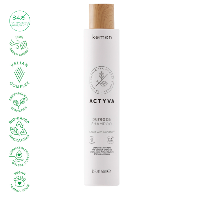 Kemon Actyva Purezza Shampoo Шампунь від лупи на основі натуральних компонентів, 250 мл