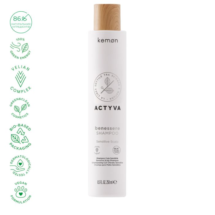 Kemon Actyva Benessere Shampoo Шампунь для чутливої шкіри голови, 250 мл