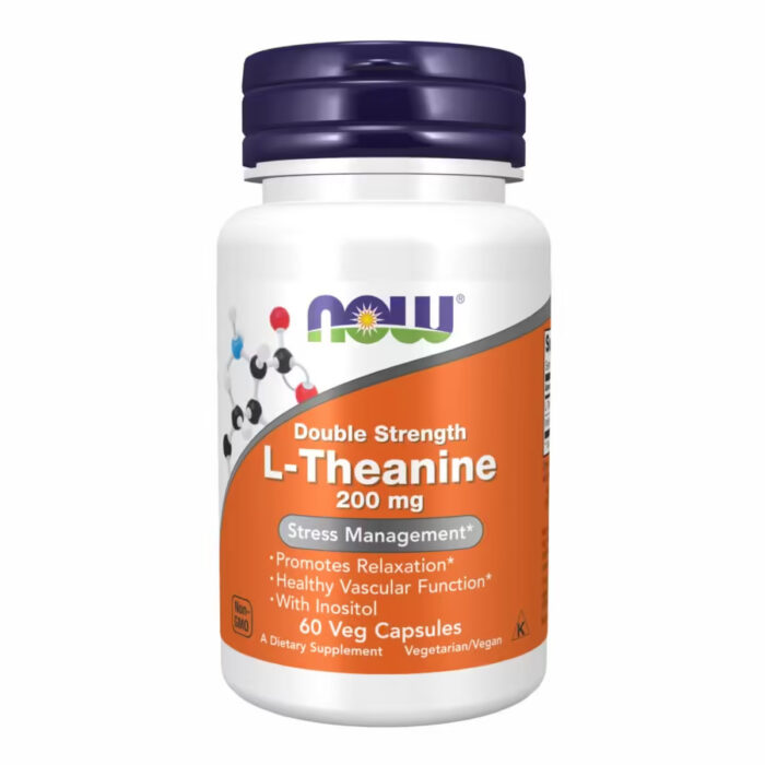 Now Foods L-Theanine 200mg, Амінокислота L-Теанін, 60 вег капсул