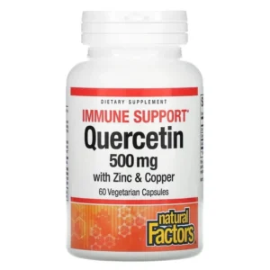 Natural Factors Quercetin with Zinc & Copper 500mg Кверцитин з цинком та міддю, 60 вег капсул