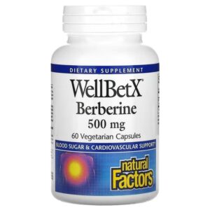 Natural Factors Wellbetx Berberine, Берберін, 500 мг, 60 вег капсул