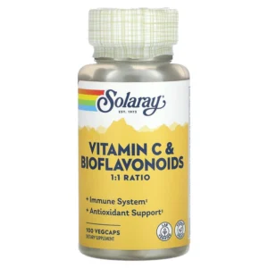 Solaray Vitamin C & Bioflavonoids, Вітамін C та біофлавоноїди 1:1, 500 мг, 100 вег капсул