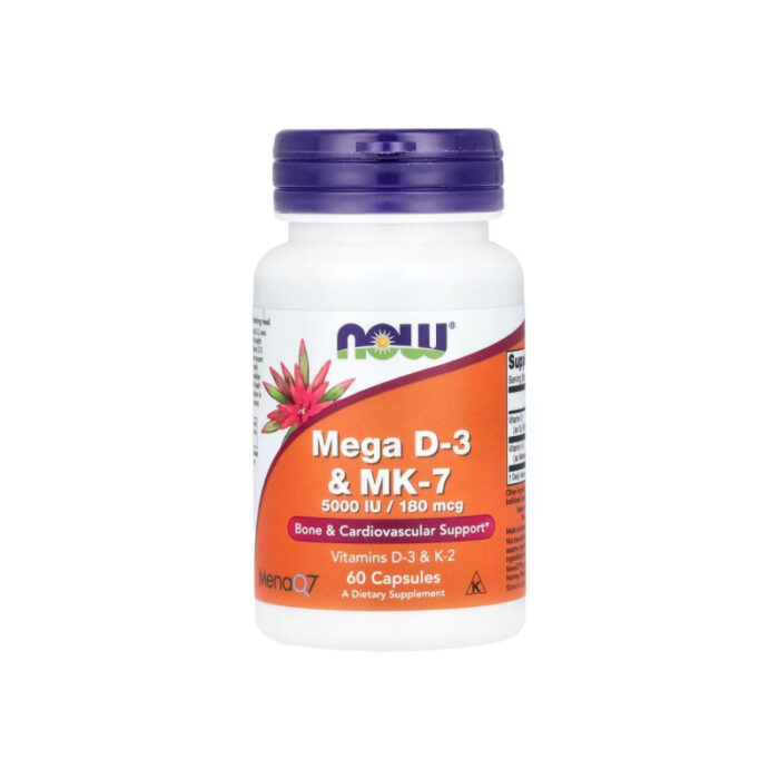 Now Foods Mega D-3 & MK-7, Вітамін D3 і МК-7,  60 капсул