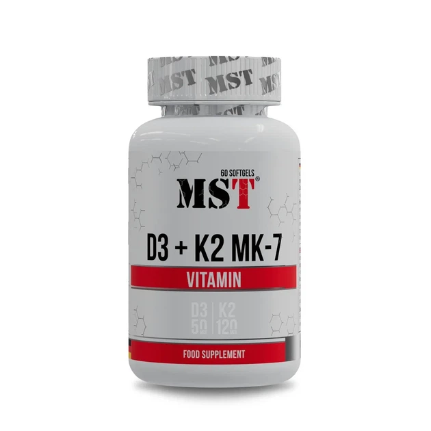 mst vitamin d3 + k2 mk 7, Комплекс вітамінів Вітамін К2, 60 капсул